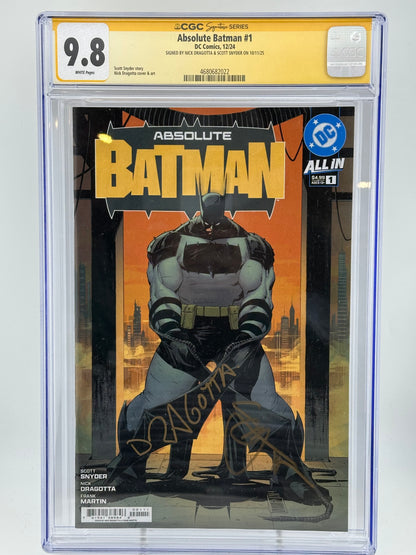Absolute Batman #1 First Print CGC SS 9.8 2x Signed Dragotta & Snyder